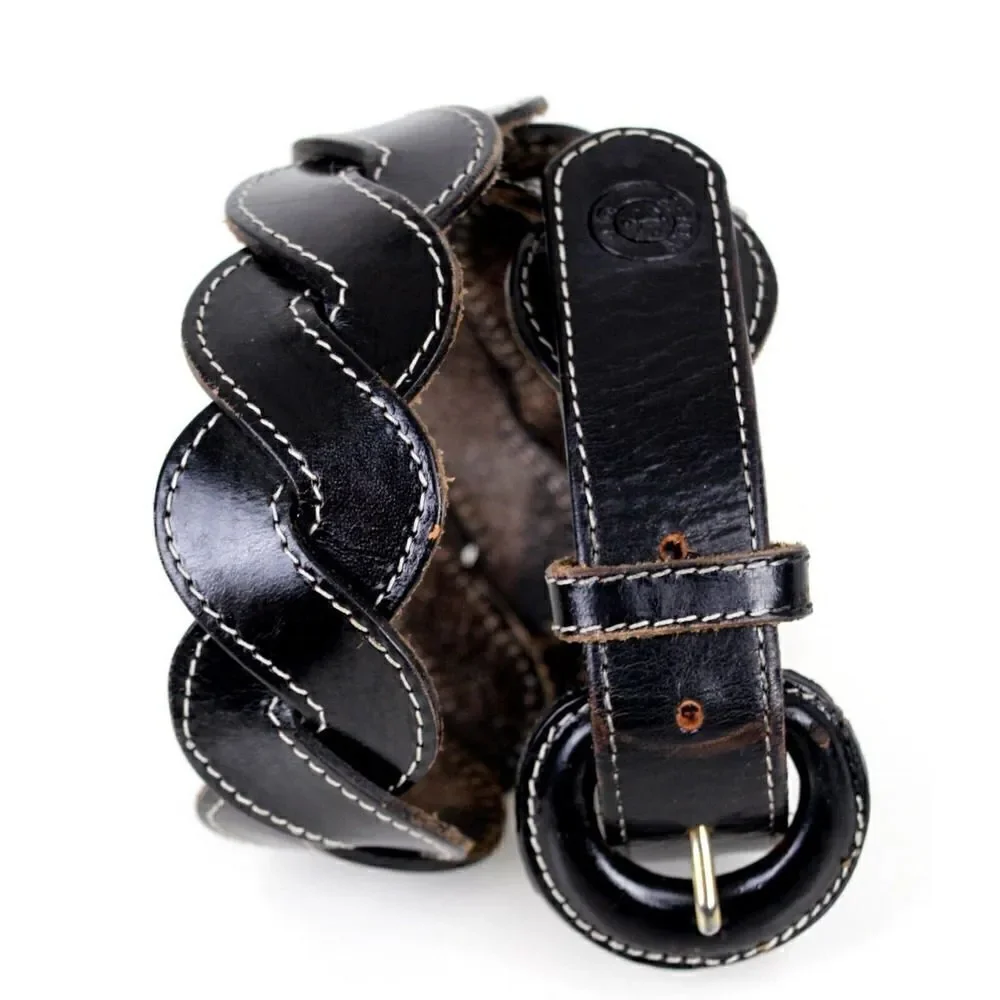 J.G. Hook WOVEN BLACK GENUINE LEATHER 1 3/4